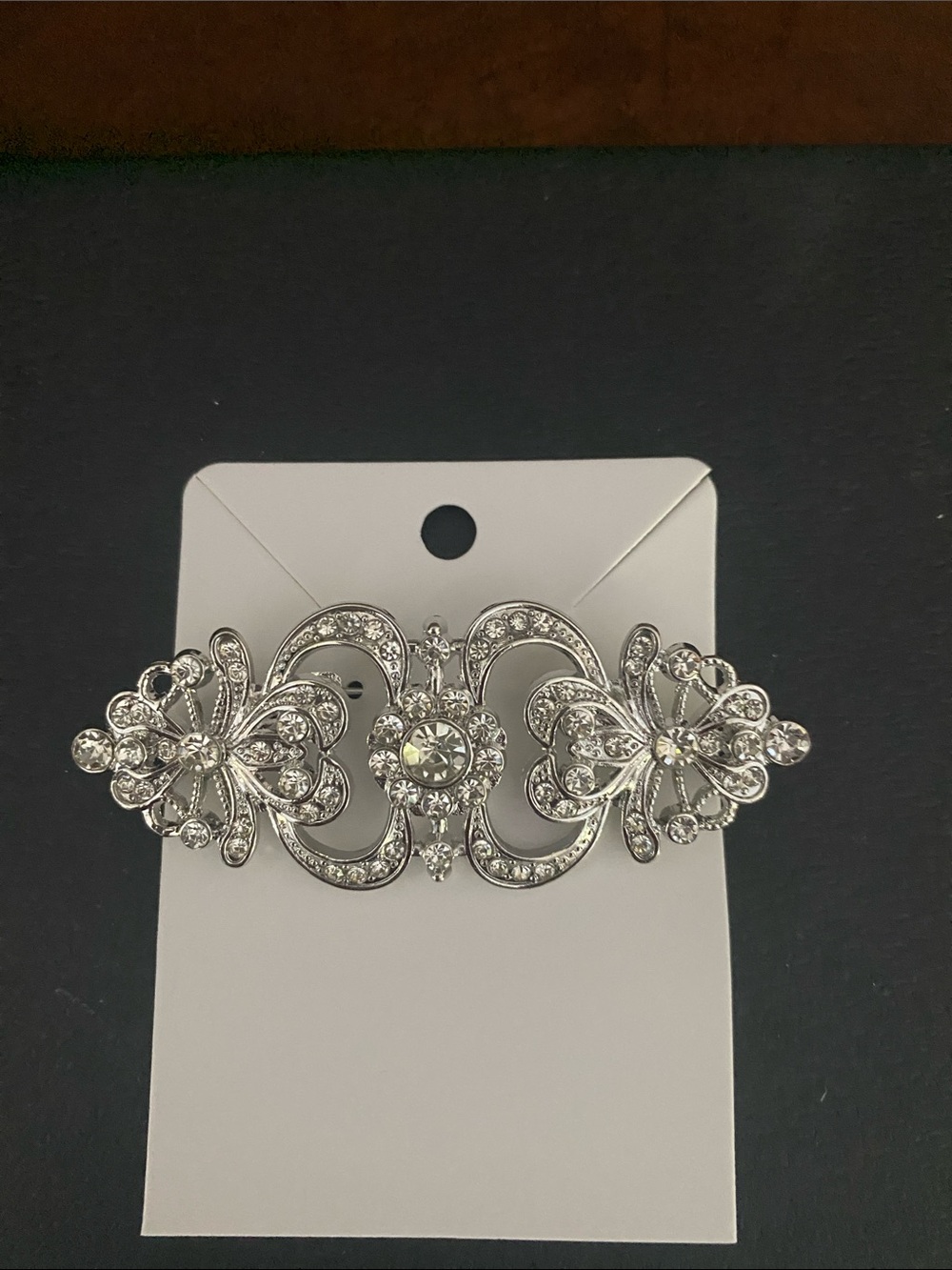 Silver Crystal Floral Statement Brooch - Sparkling Women's Pin